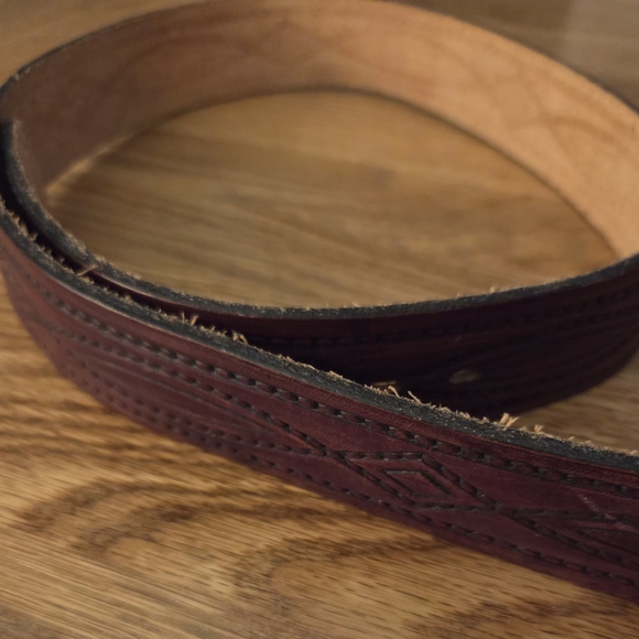 Men's Brown Genuine Leather Belt Strap Vintage - Picture 3 of 5